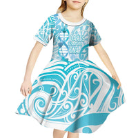 Personalised New Zealand Darts Kid Short Sleeve Dress Aotearoa Maori Its In My DNA White - Polynesian Pride