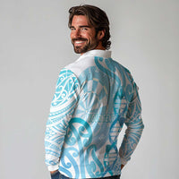 Personalised New Zealand Darts Long Sleeve Polo Shirt Aotearoa Maori Its In My DNA White - Polynesian Pride