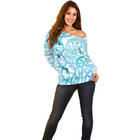 Personalised New Zealand Darts Off Shoulder Sweater Aotearoa Maori Its In My DNA White - Polynesian Pride