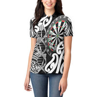 Personalised New Zealand Darts Women Polo Shirt Aotearoa Maori Its In My DNA Black LT14 - Polynesian Pride