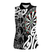 Personalised New Zealand Darts Women Sleeveless Polo Shirt Aotearoa Maori Its In My DNA Black LT14 Female Black - Polynesian Pride