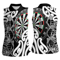 Personalised New Zealand Darts Women Sleeveless Polo Shirt Aotearoa Maori Its In My DNA Black LT14 - Polynesian Pride
