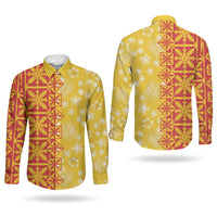 Kahili Quilt Hawaii Couples Matching Short Sleeve Bodycon Dress and Long Sleeve Button Shirt Tropical Flower Seamless Half Style LT14 - Polynesian Pride
