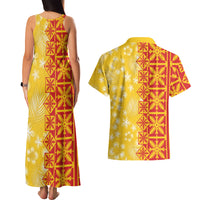 Kahili Quilt Hawaii Couples Matching Tank Maxi Dress and Hawaiian Shirt Tropical Flower Seamless Half Style