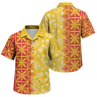 Kahili Quilt Hawaii Family Matching Off Shoulder Maxi Dress and Hawaiian Shirt Tropical Flower Seamless Half Style LT14 Son's Shirt Yellow - Polynesian Pride