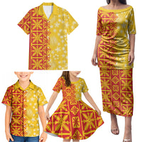 Kahili Quilt Hawaii Family Matching Puletasi and Hawaiian Shirt Tropical Flower Seamless Half Style LT14 - Polynesian Pride