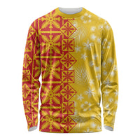 Kahili Quilt Hawaii Long Sleeve Shirt Tropical Flower Seamless Half Style