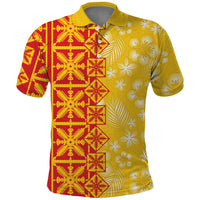 Kahili Quilt Hawaii Polo Shirt Tropical Flower Seamless Half Style LT14 Yellow - Polynesian Pride
