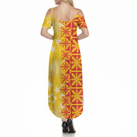 Kahili Quilt Hawaii Summer Maxi Dress Tropical Flower Seamless Half Style LT14 - Polynesian Pride