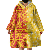 Kahili Quilt Hawaii Wearable Blanket Hoodie Tropical Flower Seamless Half Style