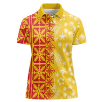 Kahili Quilt Hawaii Women Polo Shirt Tropical Flower Seamless Half Style