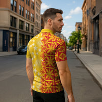 Kahili Quilt Hawaii Zipper Polo Shirt Tropical Flower Seamless Half Style LT14 - Polynesian Pride
