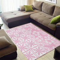 Pastel Pink Kahili Quilt Hawaii Area Rug Tropical Flower Seamless Half Style