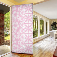 Pastel Pink Kahili Quilt Hawaii Door Cover Tropical Flower Seamless Half Style