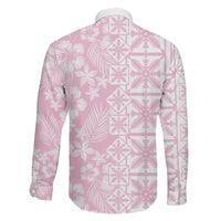 Pastel Pink Kahili Quilt Hawaii Family Matching Off Shoulder Short Dress and Hawaiian Shirt Tropical Flower Seamless Half Style LT14 - Polynesian Pride