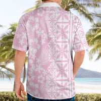 Pastel Pink Kahili Quilt Hawaii Hawaiian Shirt Tropical Flower Seamless Half Style LT14 - Polynesian Pride
