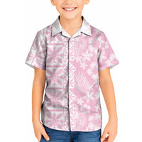 Pastel Pink Kahili Quilt Hawaii Kid Hawaiian Shirt Tropical Flower Seamless Half Style LT14 Kid Pink - Polynesian Pride