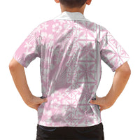 Pastel Pink Kahili Quilt Hawaii Kid Hawaiian Shirt Tropical Flower Seamless Half Style LT14 - Polynesian Pride