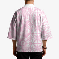 Pastel Pink Kahili Quilt Hawaii Kimono Tropical Flower Seamless Half Style