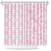 Pastel Pink Kahili Quilt Hawaii Shower Curtain Tropical Flower Seamless Half Style