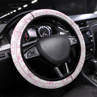 Pastel Pink Kahili Quilt Hawaii Steering Wheel Cover Tropical Flower Seamless Half Style