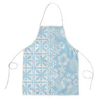 Pastel Blue Kahili Quilt Hawaii Apron Tropical Flower Seamless Half Style LT14 Blue - Polynesian Pride