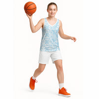 Pastel Blue Kahili Quilt Hawaii Basketball Jersey Tropical Flower Seamless Half Style