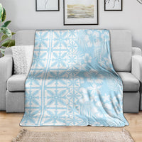 Pastel Blue Kahili Quilt Hawaii Blanket Tropical Flower Seamless Half Style LT14 - Polynesian Pride