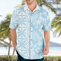 Pastel Blue Kahili Quilt Hawaii Hawaiian Shirt Tropical Flower Seamless Half Style LT14 - Polynesian Pride