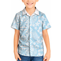 Pastel Blue Kahili Quilt Hawaii Kid Hawaiian Shirt Tropical Flower Seamless Half Style LT14 Kid Blue - Polynesian Pride