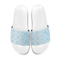 Pastel Blue Kahili Quilt Hawaii Slide Sandals Tropical Flower Seamless Half Style