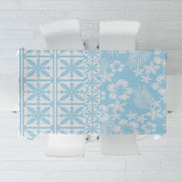 Pastel Blue Kahili Quilt Hawaii Tablecloth Tropical Flower Seamless Half Style