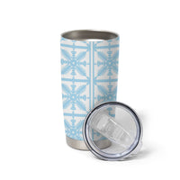 Pastel Blue Kahili Quilt Hawaii Tumbler Cup Tropical Flower Seamless Half Style
