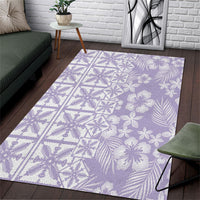 Pastel Purple Kahili Quilt Hawaii Area Rug Tropical Flower Seamless Half Style