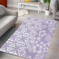 Pastel Purple Kahili Quilt Hawaii Area Rug Tropical Flower Seamless Half Style