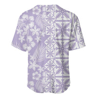 Pastel Purple Kahili Quilt Hawaii Baseball Jersey Tropical Flower Seamless Half Style