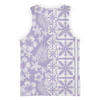 Pastel Purple Kahili Quilt Hawaii Basketball Jersey Tropical Flower Seamless Half Style LT14 - Polynesian Pride