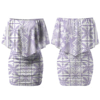 Pastel Purple Kahili Quilt Hawaii Couples Matching Off Shoulder Short Dress and Hawaiian Shirt Tropical Flower Seamless Half Style LT14 - Polynesian Pride