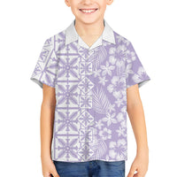 Pastel Purple Kahili Quilt Hawaii Hawaiian Shirt Tropical Flower Seamless Half Style LT14 - Polynesian Pride