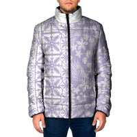 Pastel Purple Kahili Quilt Hawaii Padded Jacket Tropical Flower Seamless Half Style
