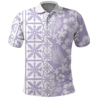 Pastel Purple Kahili Quilt Hawaii Polo Shirt Tropical Flower Seamless Half Style LT14 Purple - Polynesian Pride