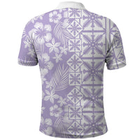 Pastel Purple Kahili Quilt Hawaii Polo Shirt Tropical Flower Seamless Half Style LT14 - Polynesian Pride