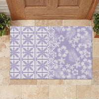Pastel Purple Kahili Quilt Hawaii Rubber Doormat Tropical Flower Seamless Half Style