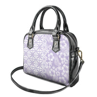 Pastel Purple Kahili Quilt Hawaii Shoulder Handbag Tropical Flower Seamless Half Style