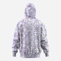 Pastel Purple Kahili Quilt Hawaii Zip Hoodie Tropical Flower Seamless Half Style LT14 - Polynesian Pride