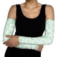 Pastel Green Kahili Quilt Hawaii Arm Sleeves Tropical Flower Seamless Half Style