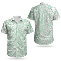 Pastel Green Kahili Quilt Hawaii Couples Matching Mermaid Dress and Hawaiian Shirt Tropical Flower Seamless Half Style LT14 - Polynesian Pride