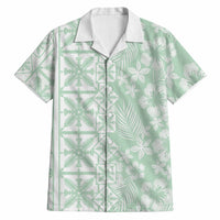 Pastel Green Kahili Quilt Hawaii Hawaiian Shirt Tropical Flower Seamless Half Style LT14 Green - Polynesian Pride