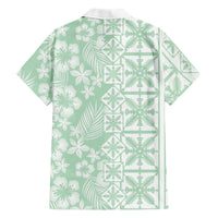 Pastel Green Kahili Quilt Hawaii Hawaiian Shirt Tropical Flower Seamless Half Style LT14 - Polynesian Pride