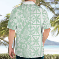 Pastel Green Kahili Quilt Hawaii Hawaiian Shirt Tropical Flower Seamless Half Style LT14 - Polynesian Pride